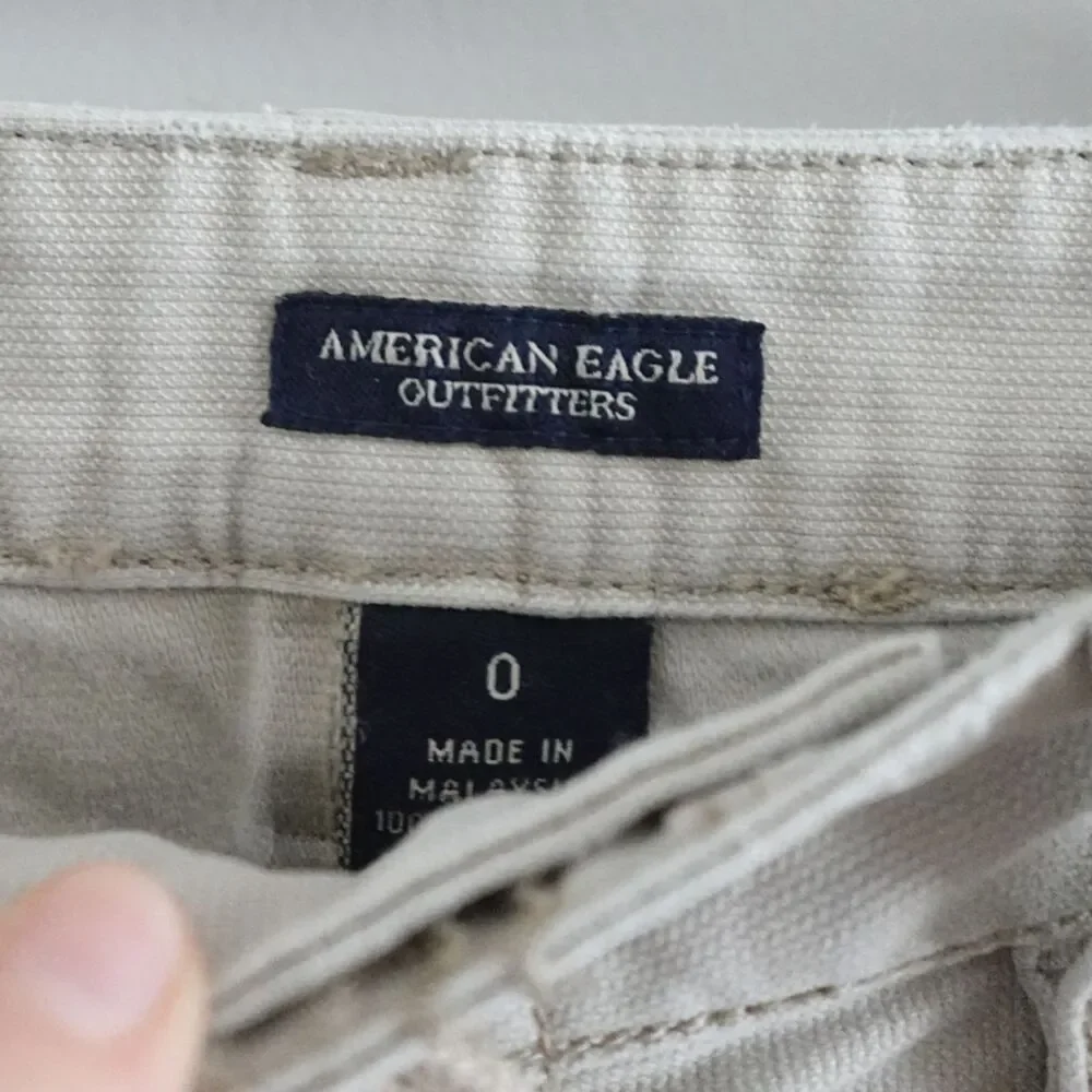 Vintage Y2K American Eagle Khaki Low Rise Lace Up Cargo Mini Skirt Size 0